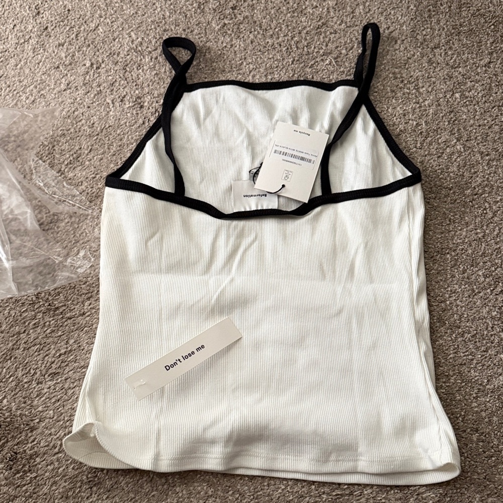 reformation Arnie Tank, White With Black, NWT, size L - Picture 7 of 10